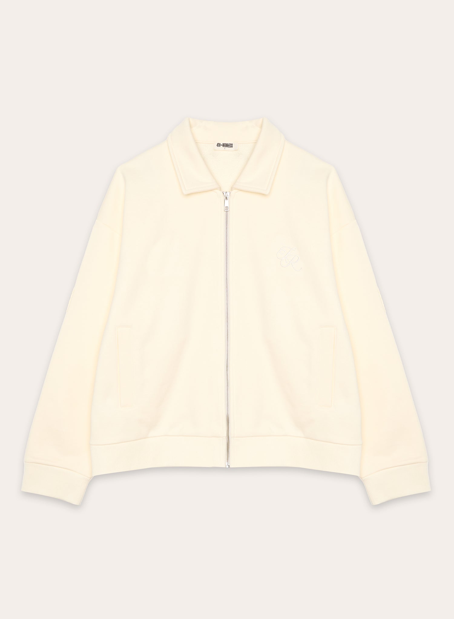 Ecru Logo Detail Zip Bomber Jacket